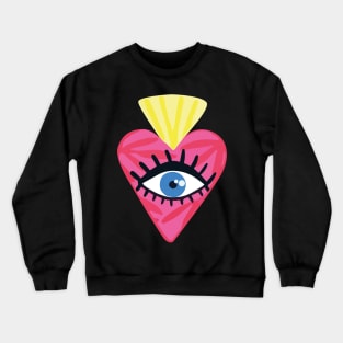 Cute mexican sacred heart milagrito adorable evil eye kawaii heart pattern decoration Crewneck Sweatshirt